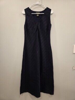 Eddie Bauer Navy V-Neck Size 8 Midi Dress